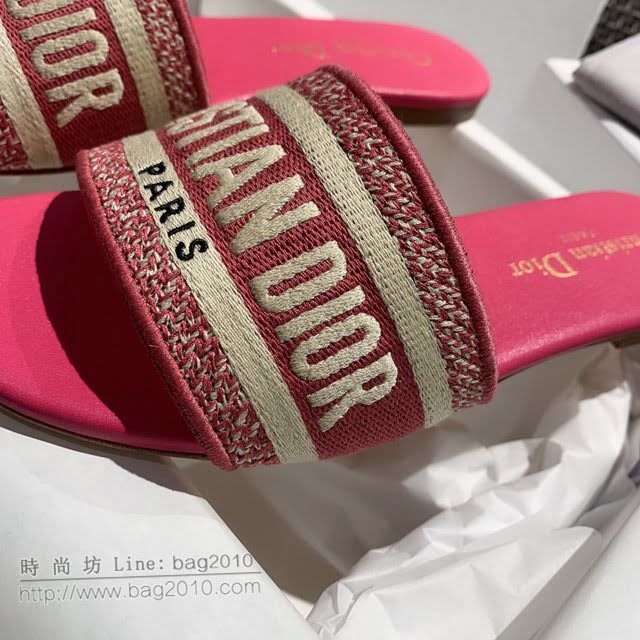 DIOR女鞋 迪奧2021專櫃新款磨砂新大底涼拖 Dior一字型刺繡平拖  naq1493